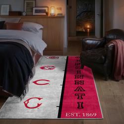 mlb cincinnati reds area rug non slip baseball carpet home decor gift idea for fans bedroom cr156