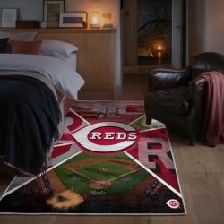 mlb cincinnati reds area rug non slip baseball carpet home decor gift idea for fans bedroom cr167