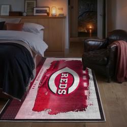 mlb cincinnati reds area rug non slip baseball carpet home decor gift idea for fans bedroom cr168