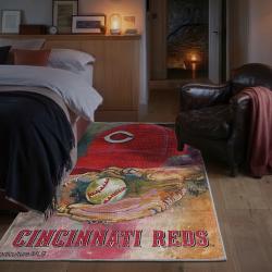 mlb cincinnati reds area rug non slip baseball carpet home decor gift idea for fans bedroom cr17