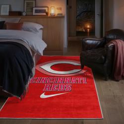 mlb cincinnati reds area rug non slip baseball carpet home decor gift idea for fans bedroom cr171