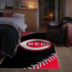 mlb cincinnati reds area rug non slip baseball carpet home decor gift idea for fans bedroom cr188