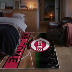 mlb cincinnati reds area rug non slip baseball carpet home decor gift idea for fans bedroom cr20