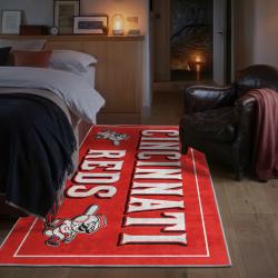 mlb cincinnati reds area rug non slip baseball carpet home decor gift idea for fans bedroom cr36