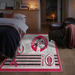 mlb cincinnati reds area rug non slip baseball carpet home decor gift idea for fans bedroom cr4