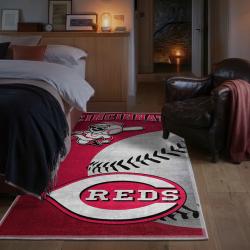 mlb cincinnati reds area rug non slip baseball carpet home decor gift idea for fans bedroom cr40