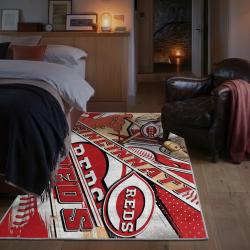 mlb cincinnati reds area rug non slip baseball carpet home decor gift idea for fans bedroom cr43