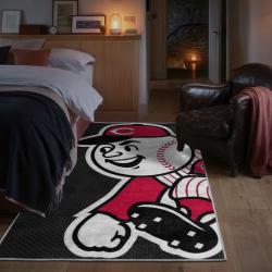 mlb cincinnati reds area rug non slip baseball carpet home decor gift idea for fans bedroom cr46