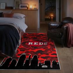 mlb cincinnati reds area rug non slip baseball carpet home decor gift idea for fans bedroom cr48