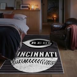 mlb cincinnati reds area rug non slip baseball carpet home decor gift idea for fans bedroom cr55