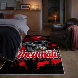 mlb cincinnati reds area rug non slip baseball carpet home decor gift idea for fans bedroom cr59