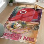 mlb cincinnati reds area rug non slip baseball carpet home decor gift idea for fans living room cr17