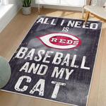 mlb cincinnati reds area rug non slip baseball carpet home decor gift idea for fans living room cr34