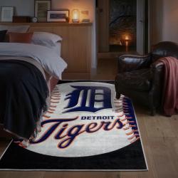 mlb detroit tigers area rug non slip baseball carpet home decor gift idea for fans bedroom dt116