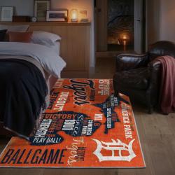 mlb detroit tigers area rug non slip baseball carpet home decor gift idea for fans bedroom dt118