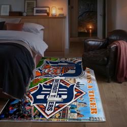 mlb detroit tigers area rug non slip baseball carpet home decor gift idea for fans bedroom dt158