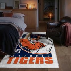 mlb detroit tigers area rug non slip baseball carpet home decor gift idea for fans bedroom dt162
