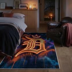 mlb detroit tigers area rug non slip baseball carpet home decor gift idea for fans bedroom dt166