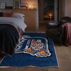 mlb detroit tigers area rug non slip baseball carpet home decor gift idea for fans bedroom dt172