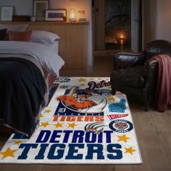 mlb detroit tigers area rug non slip baseball carpet home decor gift idea for fans bedroom dt192