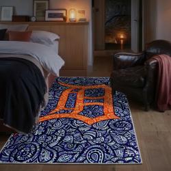 mlb detroit tigers area rug non slip baseball carpet home decor gift idea for fans bedroom dt196