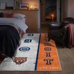 mlb detroit tigers area rug non slip baseball carpet home decor gift idea for fans bedroom dt198
