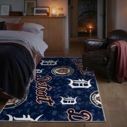 mlb detroit tigers area rug non slip baseball carpet home decor gift idea for fans bedroom dt217