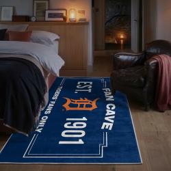 mlb detroit tigers area rug non slip baseball carpet home decor gift idea for fans bedroom dt234