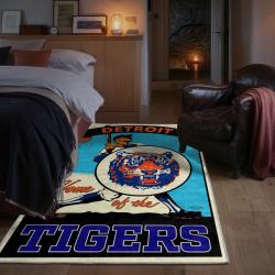 mlb detroit tigers area rug non slip baseball carpet home decor gift idea for fans bedroom dt262