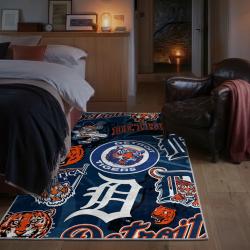 mlb detroit tigers area rug non slip baseball carpet home decor gift idea for fans bedroom dt267
