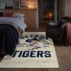 mlb detroit tigers area rug non slip baseball carpet home decor gift idea for fans bedroom dt273