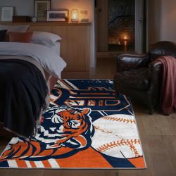 mlb detroit tigers area rug non slip baseball carpet home decor gift idea for fans bedroom dt278