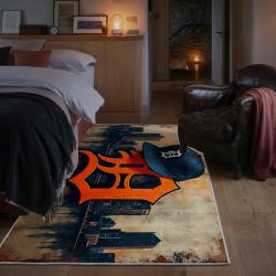 mlb detroit tigers area rug non slip baseball carpet home decor gift idea for fans bedroom dt76