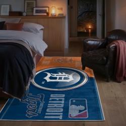 mlb detroit tigers area rug non slip baseball carpet home decor gift idea for fans bedroom dt88