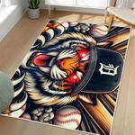 mlb detroit tigers area rug non slip baseball carpet home decor gift idea for fans living room dt86