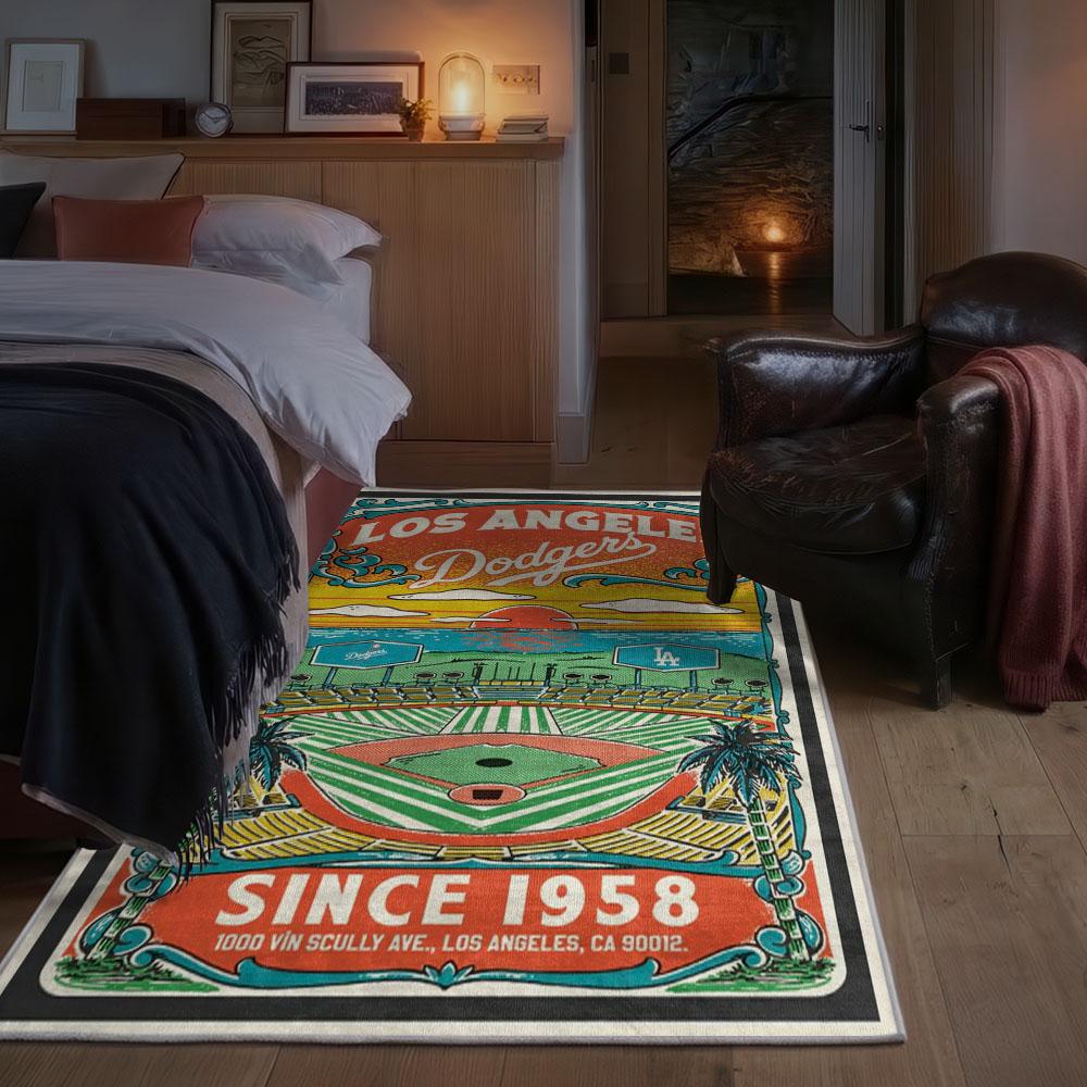 MLB Los Angeles Dodgers Area Rug Non-Slip Baseball Carpet Home Decor Gift Idea For Fans LAD128 1 mlb los angeles dodgers area rug non slip baseball carpet home decor gift idea for fans bedroom lad128