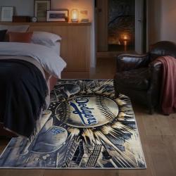 mlb los angeles dodgers area rug non slip baseball carpet home decor gift idea for fans bedroom lad4