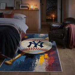 mlb new york yankees area rug non slip baseball carpet home decor gift idea for fans bedroom nyy119