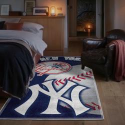 mlb new york yankees area rug non slip baseball carpet home decor gift idea for fans bedroom nyy20