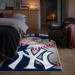 mlb new york yankees area rug non slip baseball carpet home decor gift idea for fans bedroom nyy58
