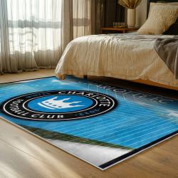 mls charlotte fc soccer team logo sport carpet area rug home bedroom cfc50