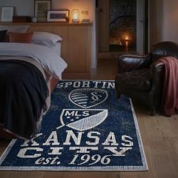 mls sporting kansas city area rug non slip soccer carpet home decor gift idea for fans bedroom skc47