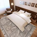 neutral textured block rug contemporary grid pattern minimalist earth tone rug for home office bedroom