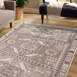 neutral textured block rug contemporary grid pattern minimalist earth tone rug for home office living room