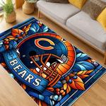 nfl chicago bears football team logo sport carpet area rug home decor living room cbw146