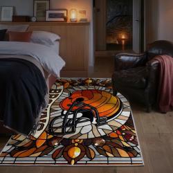 nfl cleveland browns area rug non slip football carpet home decor gift idea for fans bedroom clb105