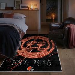 nfl cleveland browns area rug non slip football carpet home decor gift idea for fans bedroom clb193