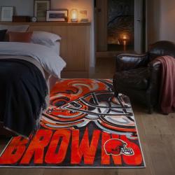 nfl cleveland browns area rug non slip football carpet home decor gift idea for fans bedroom clb200