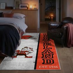 nfl cleveland browns area rug non slip football carpet home decor gift idea for fans bedroom clb206
