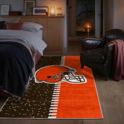 nfl cleveland browns area rug non slip football carpet home decor gift idea for fans bedroom clb67